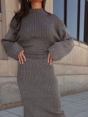 Understated Sweater Top - Charcoal